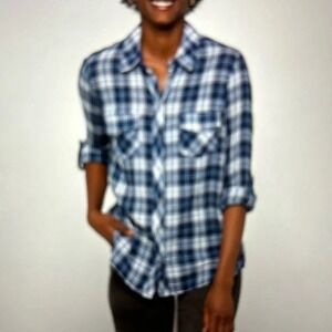 KUT from the‎ Kloth Blue Plaid Long Sleeve Button Down Shirt Top - Size XL